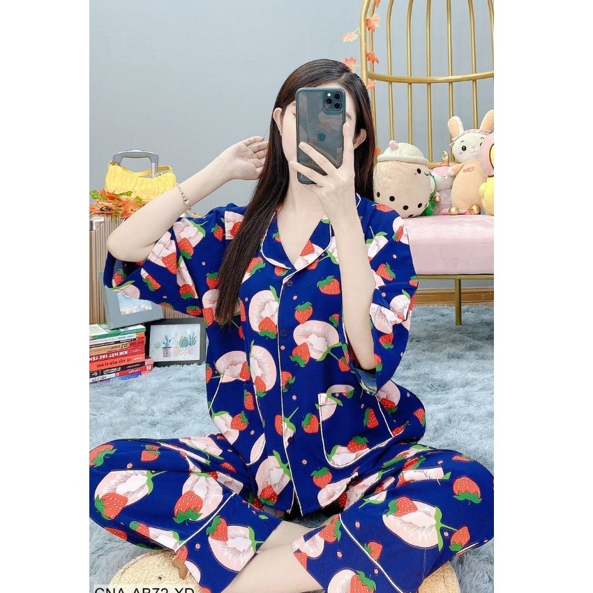 Đồ bộ lụa áo cánh dơi quần dài vải cực mịn cực mát ab72