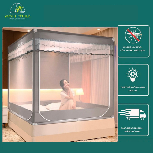 A18 Màn Mùng Khung Không khoan tường cao cấp - Đủ kích thước 1m2,1m4,1m6,1m8,2m2 . 2 cửa cao cấp tiện lợi mẫu độc quyền.