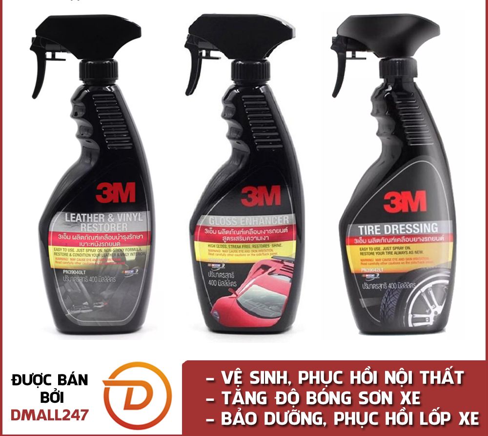 Set of 3 Products: 3m Interior Maintenance Spray 39040Lt, Tire Maintenance Spray 39042Lt and Paint Shine Enhancer 39034Lt - Dmall247 - Specialized Car and Motorbike Maintenance Care Giá 649,000 Đồng*Miễn phí vận chuyển