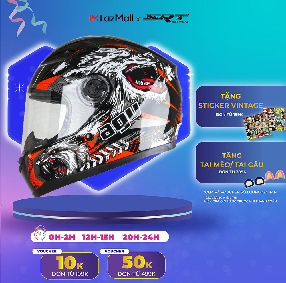 HCMMũ Bảo Hiểm Fullface AGU Tem Sói