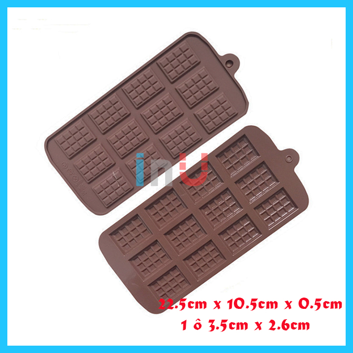 [HCM]Khuôn silicon hình 12 thanh socola đổ socola trang trí kẹo dẻo mềm