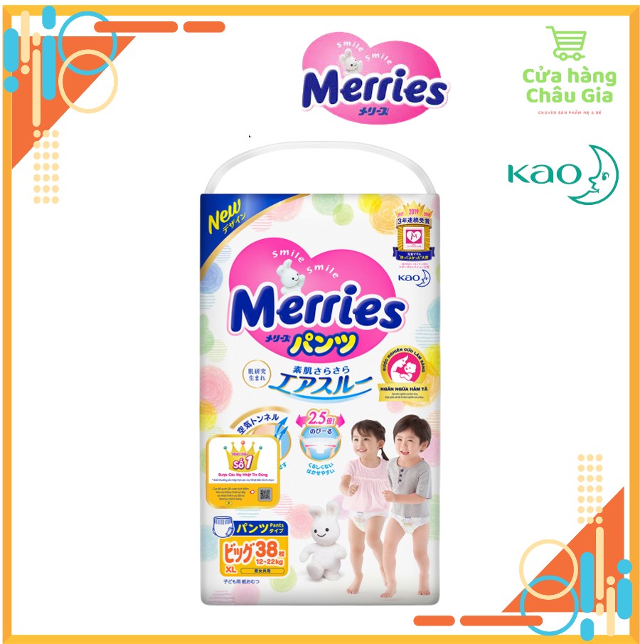Tã/bỉm Quần Merries nội địa Nhật nhập khẩu XL38