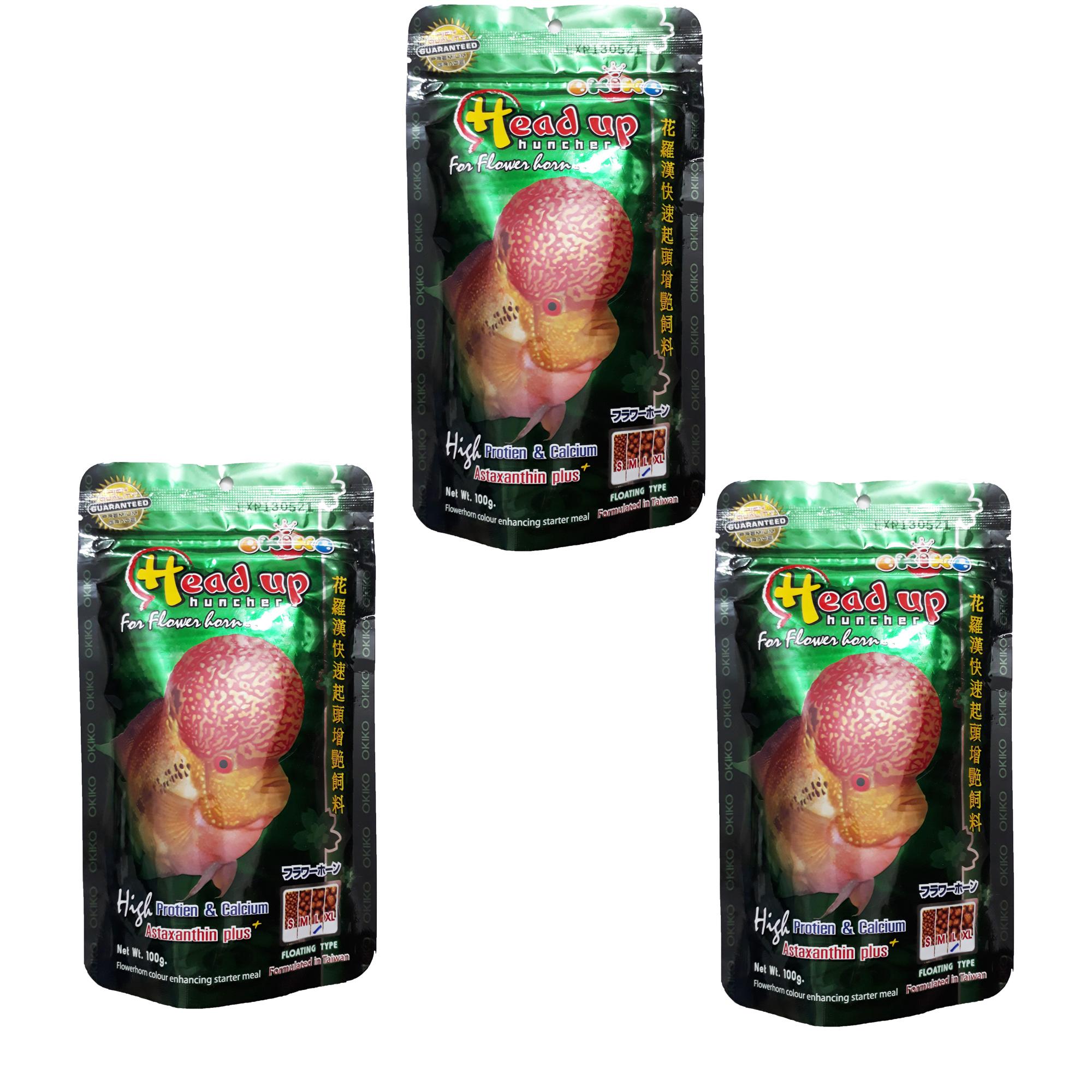 Combo 3 gói thức ăn cá la hán okiko xanh 100g - cám cá cảnh la hán cao cấp