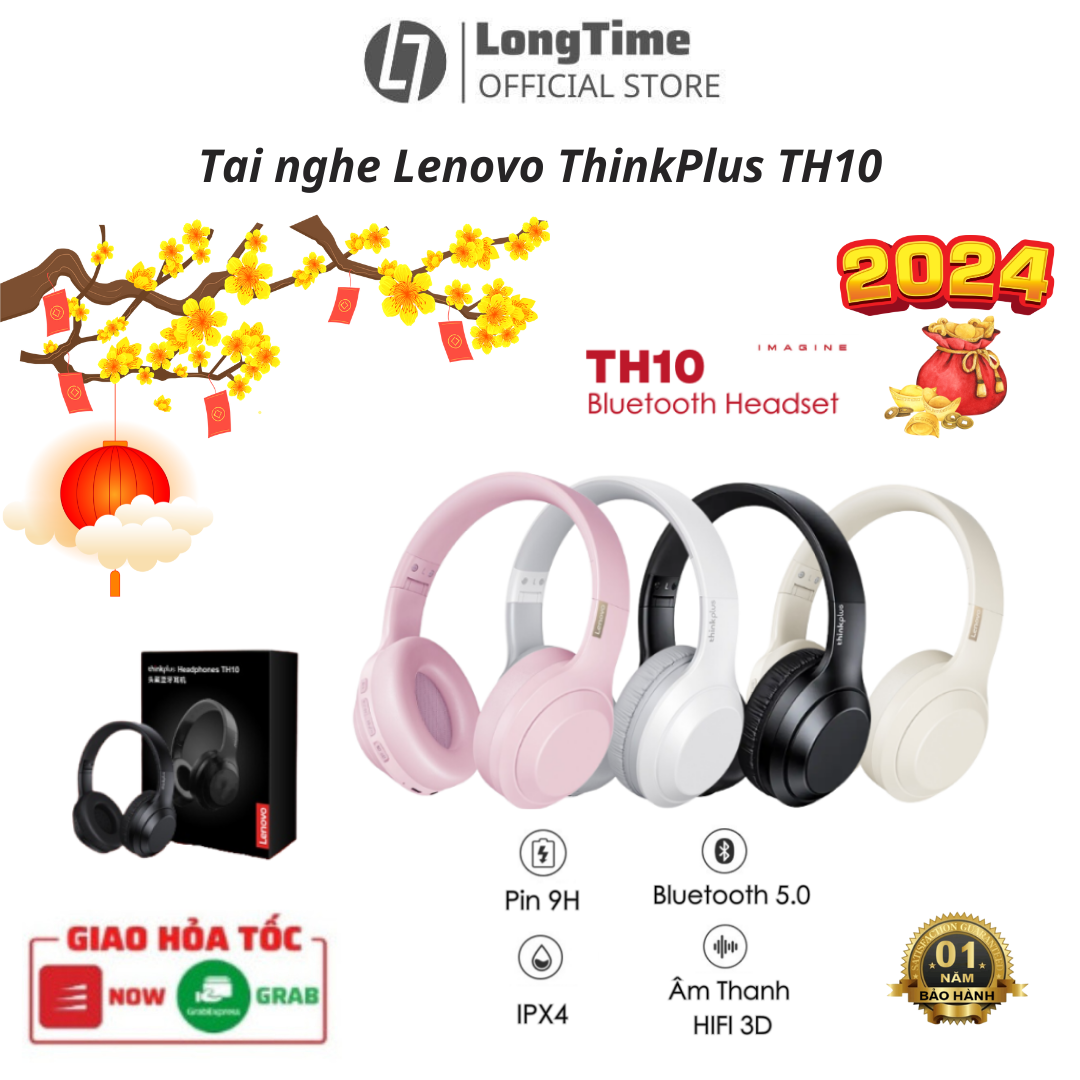 Tai nghe Lenovo ThinkPlus TH10 - Tai nghe Gaming chống ồn hiệu quả, kiểu dáng thời trang, dễ dàng mang theo, âm thanh nổi, kèm mic - Hàng chính hãng - Bảo hành 12 tháng
