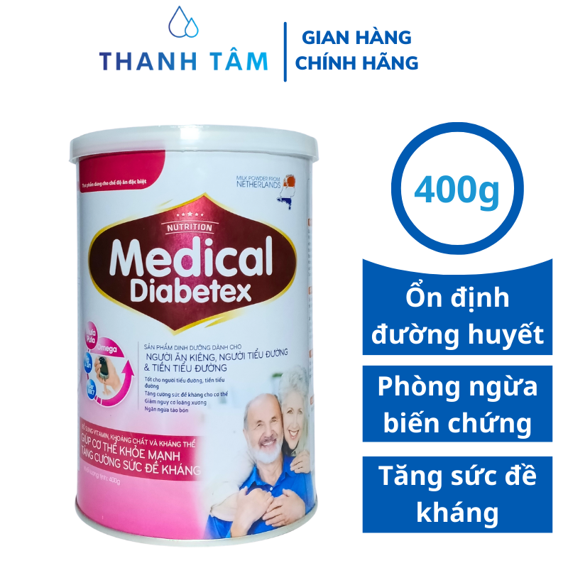 Sữa bột cho người tiểu đường Medical Diabetex 400g - VIETNAM24H - Ổn định đường huyết, phòng ngừa biến chứng tim mạch 400g