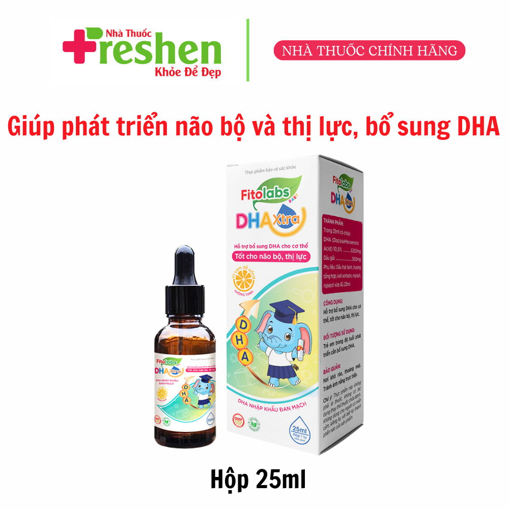 DHA Nhỏ Giọt Không Tanh Fitolabs DHA Xtra Cho Bé Giúp Tăng Cường Thị Lực Và Trí Não - Hộp 1 Lọ x 20ml
