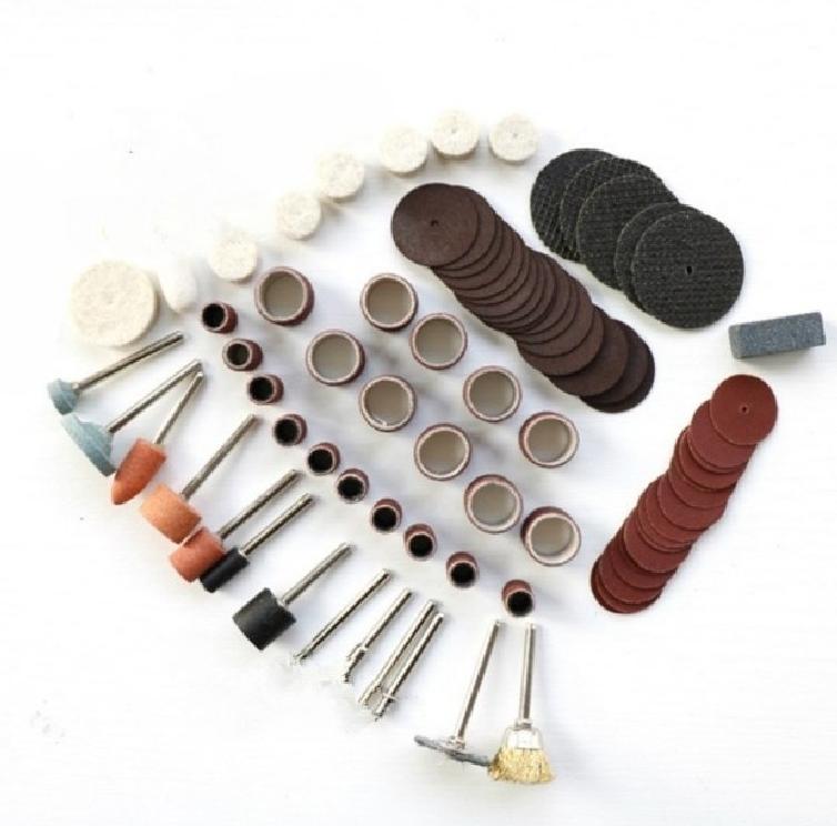 Bộ 105 món đồ nghề phụ kiện cắt, mài, chà, đánh rỉ sét, đánh bóng cho khoan điện đa năng mini cầm tay (như Louxor, Dremel, ACZ, motor 775...)