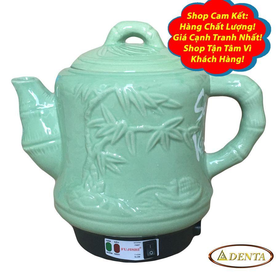 Ấm sắc thuốc điện Fujishi gốm bát trang tre xanh 3.2L Siêu Bền