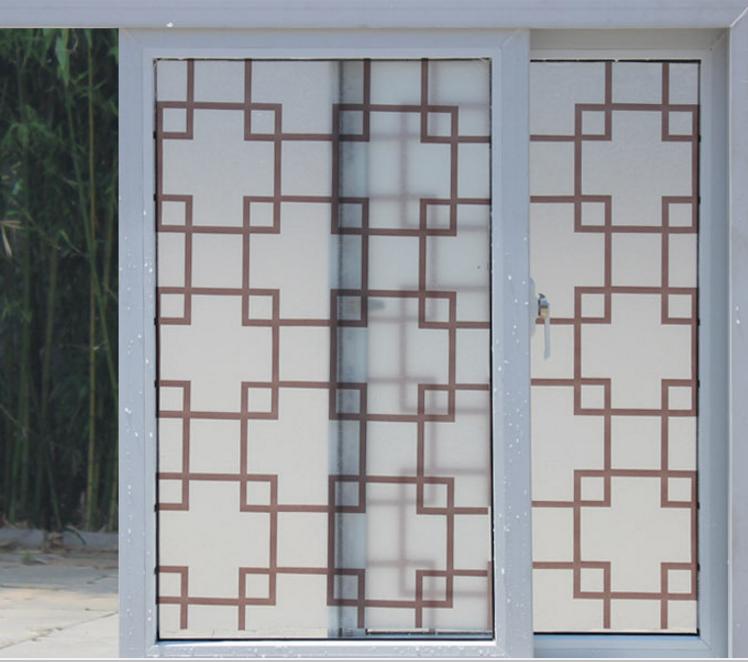 2 mét *90cm GIẤY DÁN KÍNH DECAL DÁN KÍNH MẪU Ô VUÔNG NÂU  khổ 90cm có keo sẵn