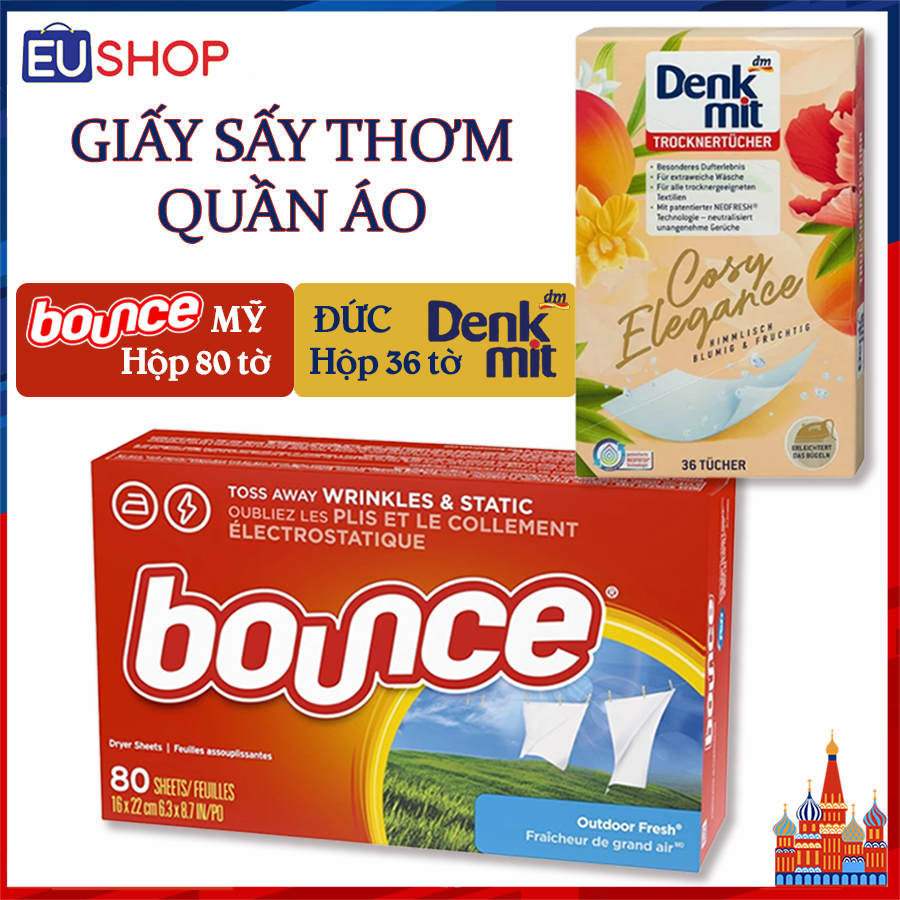  Giấy sấy thơm quần áo chống nhăn mềm vải Bounce Outdoor Fresh Mỹ và Denkmit Đức 