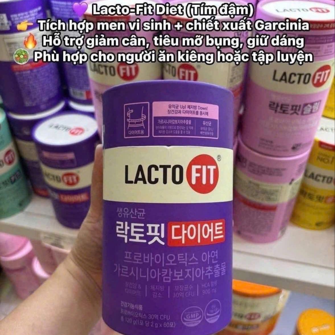 HỘP 60 GÓI - Men Vi Sinh Giảm Cân Lactofit Diet - LACTO FIT GIẢM CÂN, TIÊU MỠ BỤNG TÍM ĐẬM HÀN QUỐC