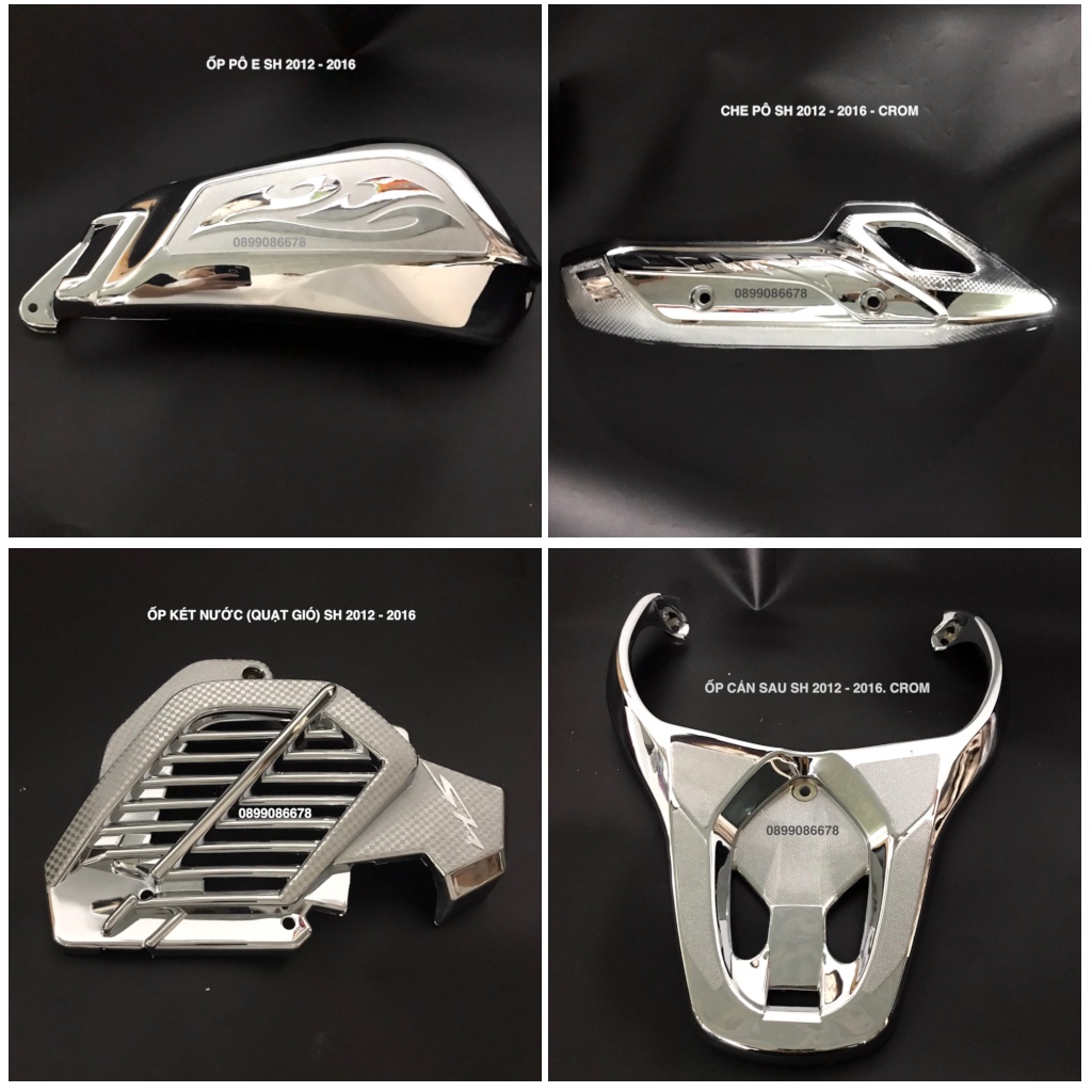 Phụ Kiện Ốp Xe SH 2012, SH 2013, SH 2014, SH 2015, SH 2016 - Crom - Đồ chơi xe máy SH