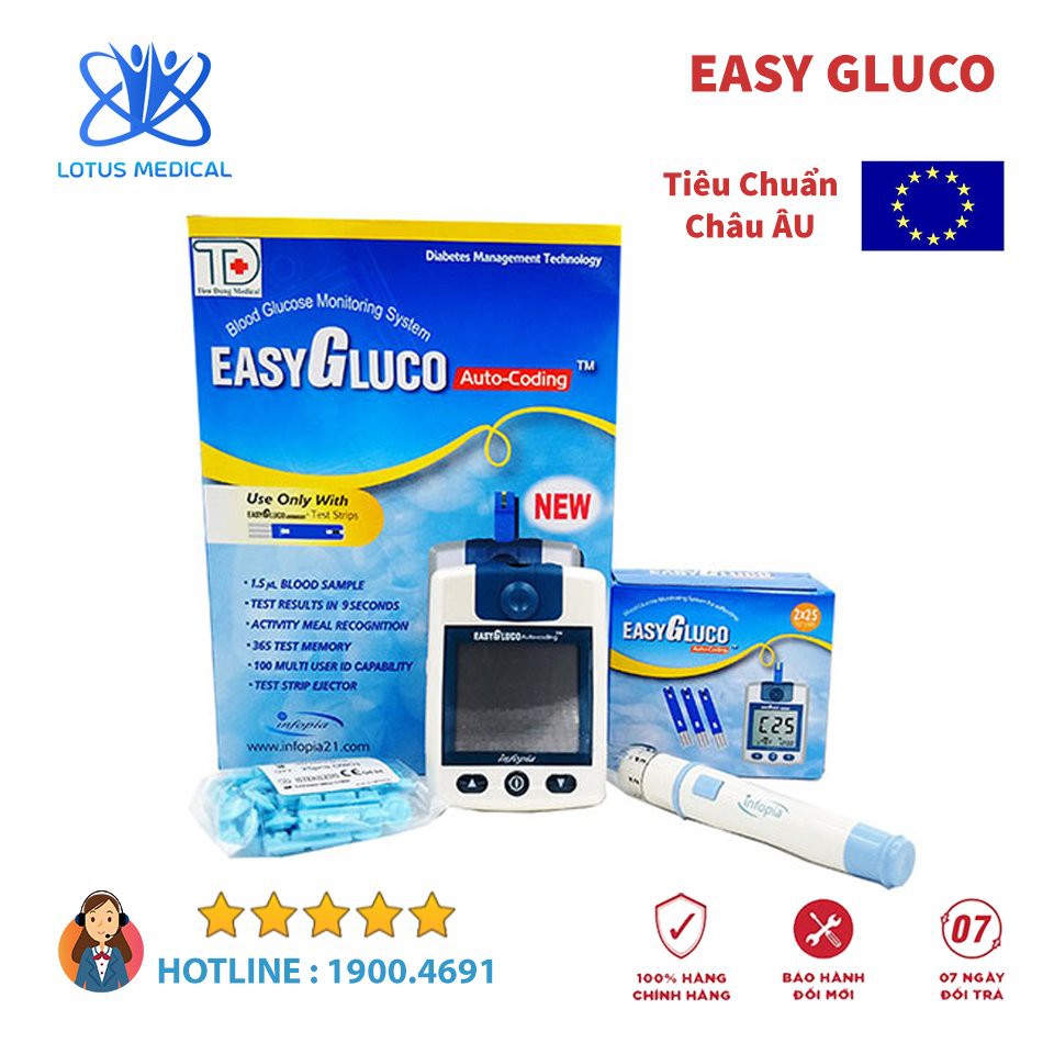 Máy Đo Đường Huyết Easygluco - Đo Tiểu Đường - Phát Hiện Tiểu Đường