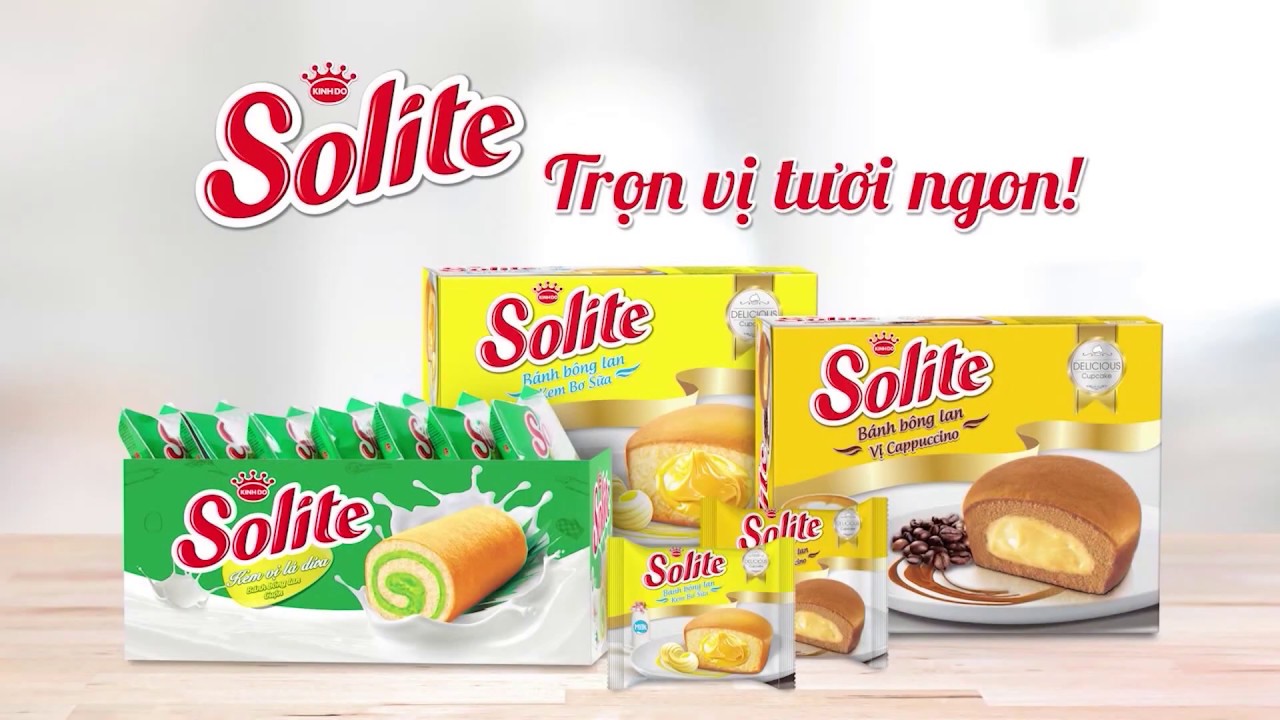 hộp Bánh bông lan cuộn solite kinh đô vị dâu, vị lá dứa, vị bơ sữa, hộp 20 gói 18g năng lương 88kcal cái