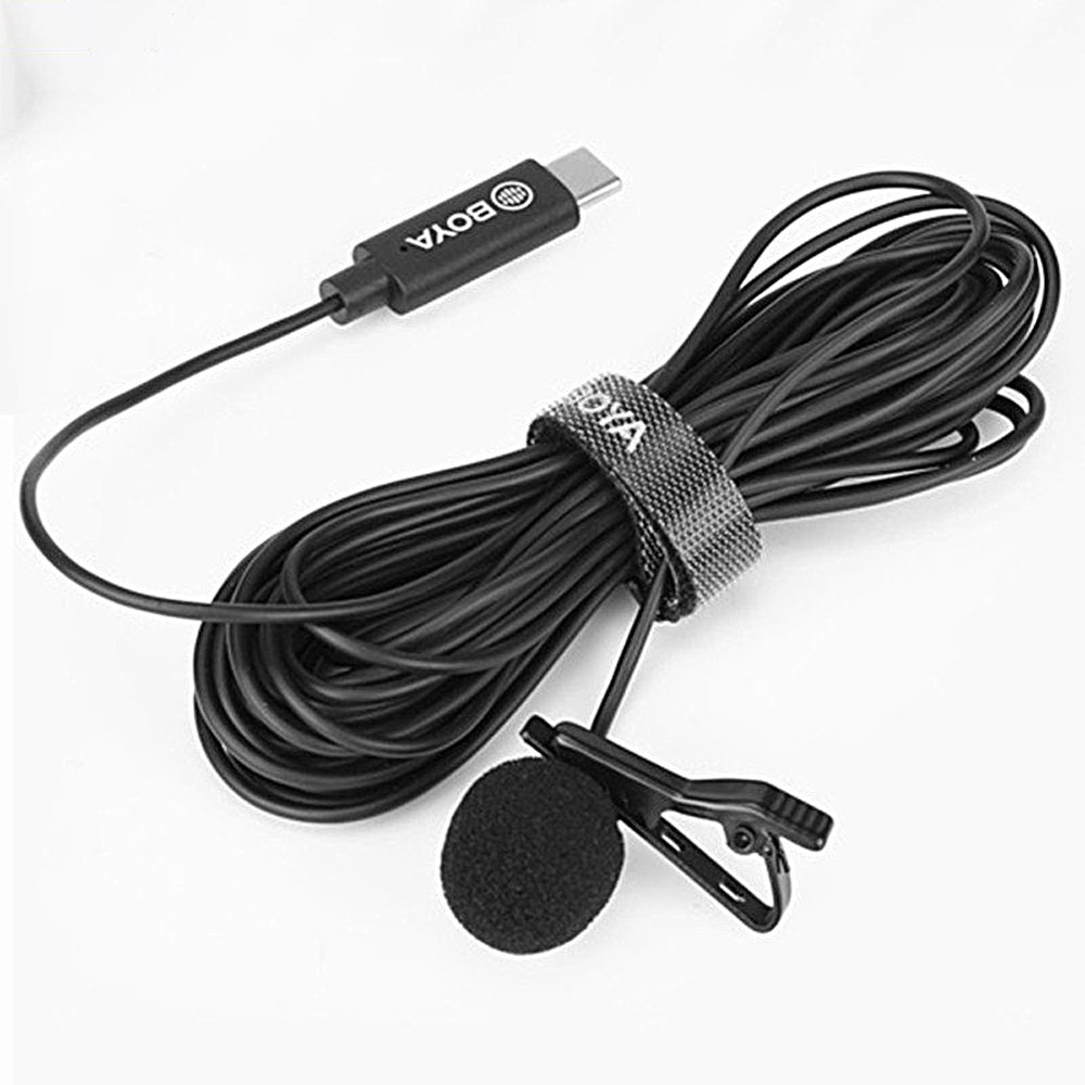 Micro cài áo có dây với giắc cắm Type-C, micro kẹp ve áo Boya BY-M3