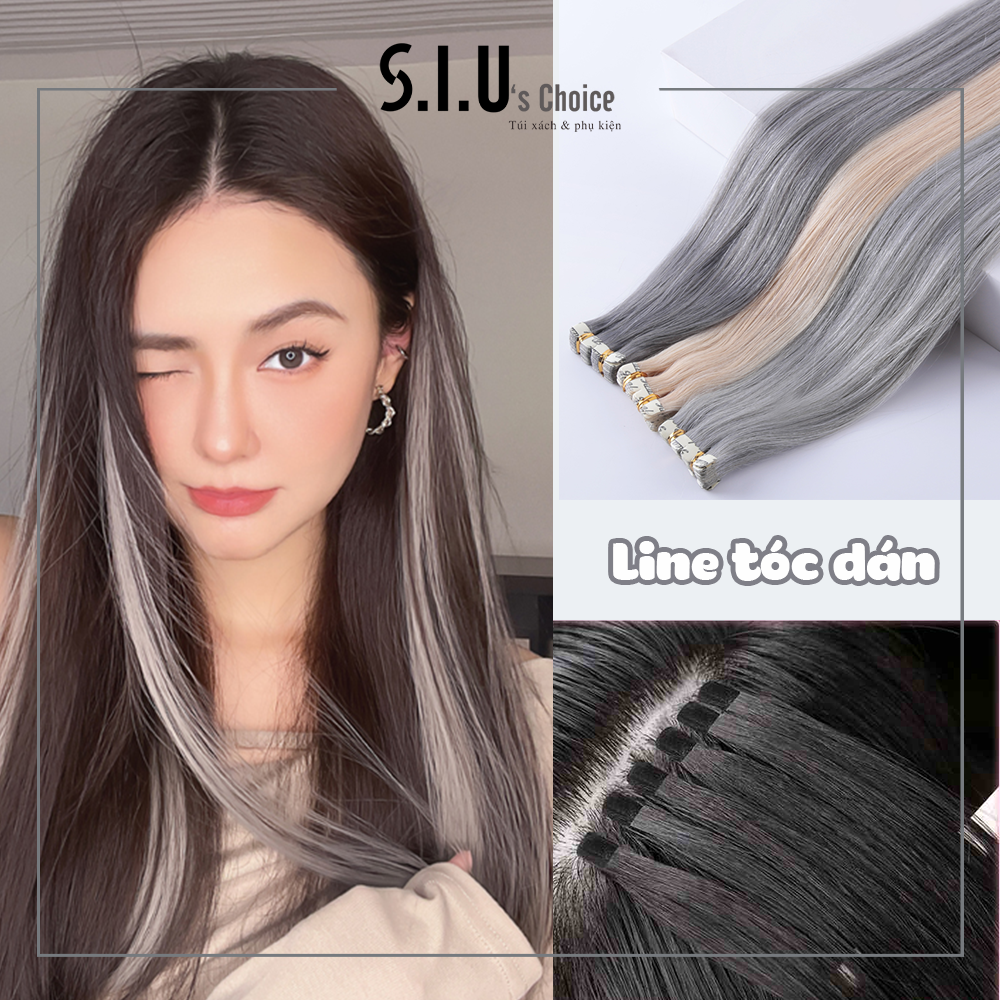 LINE DÁN Tóc giả highlight dán từ sợi protein giống tóc thật dài 65cm siuschoice