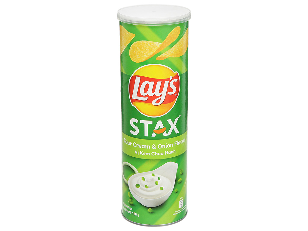 Snack Lays Stax Khoai Tay Mieng Vi Kem Chua Hanh 160G 14x1
