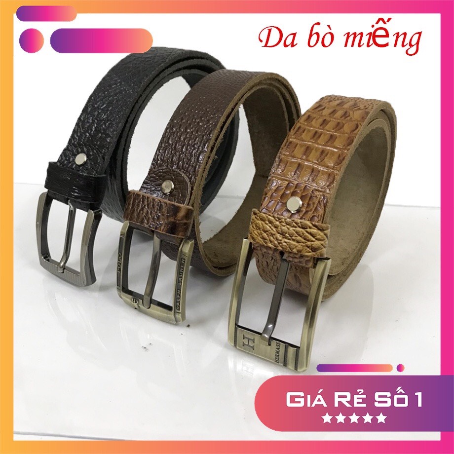 Tặng đinh đục lỗ- thắt lưng nam - dây nịt nam vân cá sấu mặt kim đục lỗ