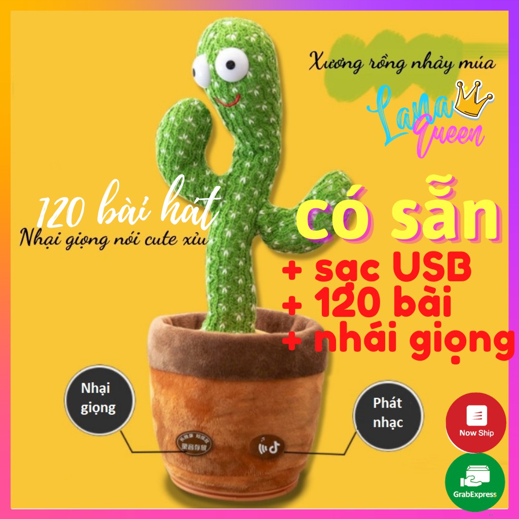 "[GIÁ SỈ] Cây Xương Rồng Nhảy Múa Hát Tiếng Việt - đồ chơi nhồi bông biết nói nhại giọng sạc usb - Nhại Tiếng - quà tặng cho bé - giá rẻ - HCM"
