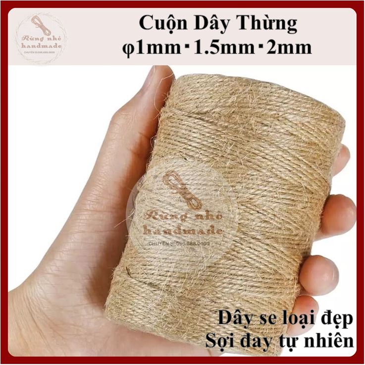 Dây thừng 1mm, 1.5mm, 2mm, cuộn dây thừng trang trí, decor, làm handmade, gói quà