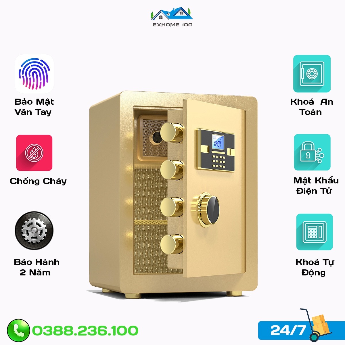 Két sắt điện tử nhận dạng vân tay quang học, ket sat khoá điện tử thông minh cao cấp