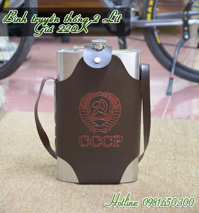 Bình đựng rượu và nước inox loại dầy CCCP 2Lhàng dày dặn