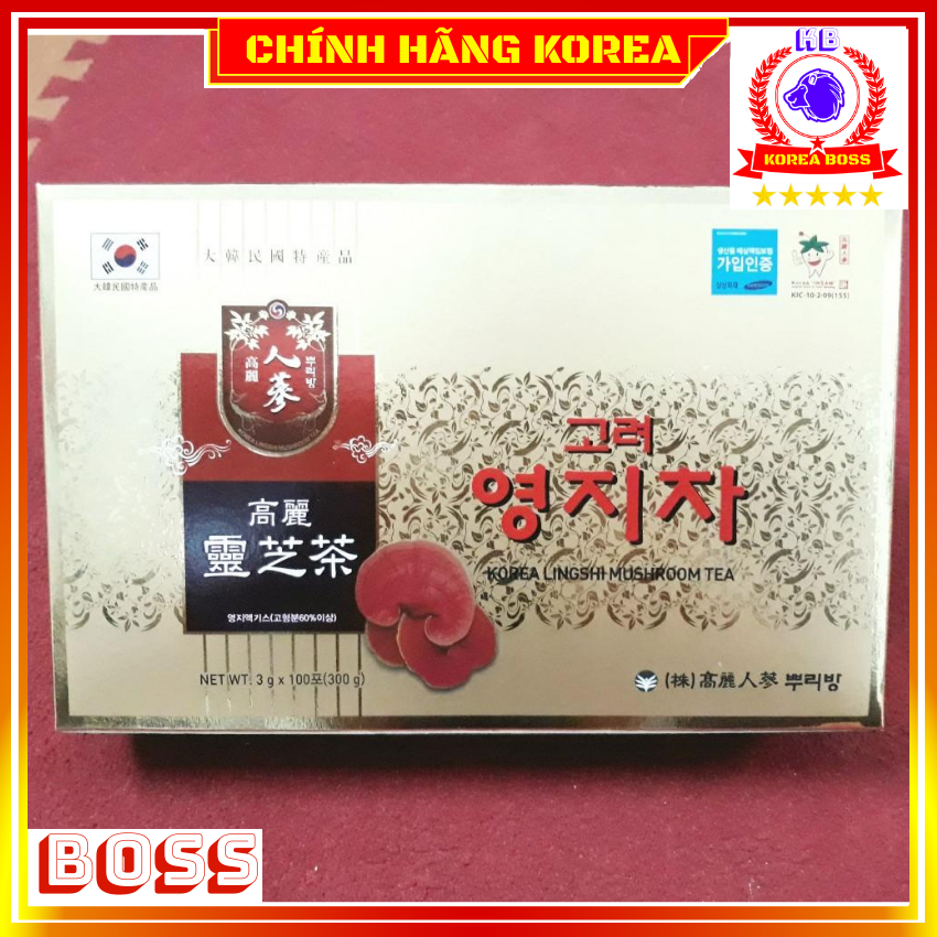 Trà linh chi hàn quốc chính hãng, hộp 100 gói - Giảm stress, thải độc, thanh lọc cơ thể