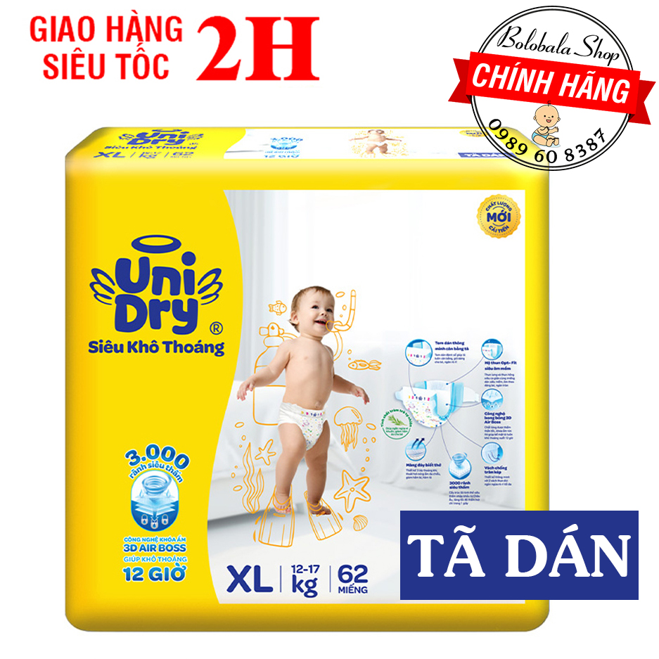 [HCM]Tã dán UNIDRY S54/M46/L40/XL38/ M76/ L68/ XL62 miếng
