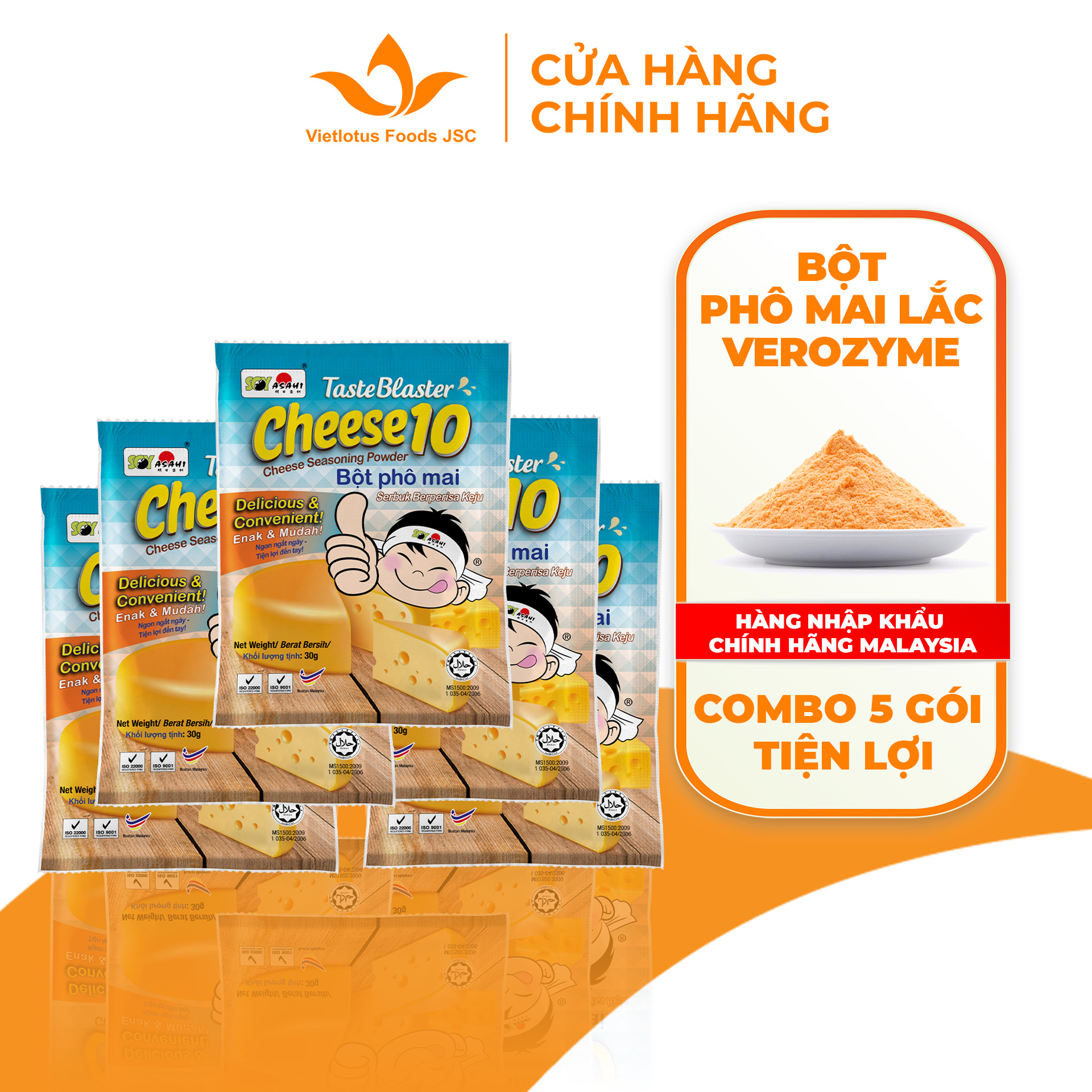 Combo 5 Gói Bột Phô mai lắc Malaysia Verozyme  - Cheese Taste Blaster gói 30G - Nhập khẩu chính hãng Malaysia