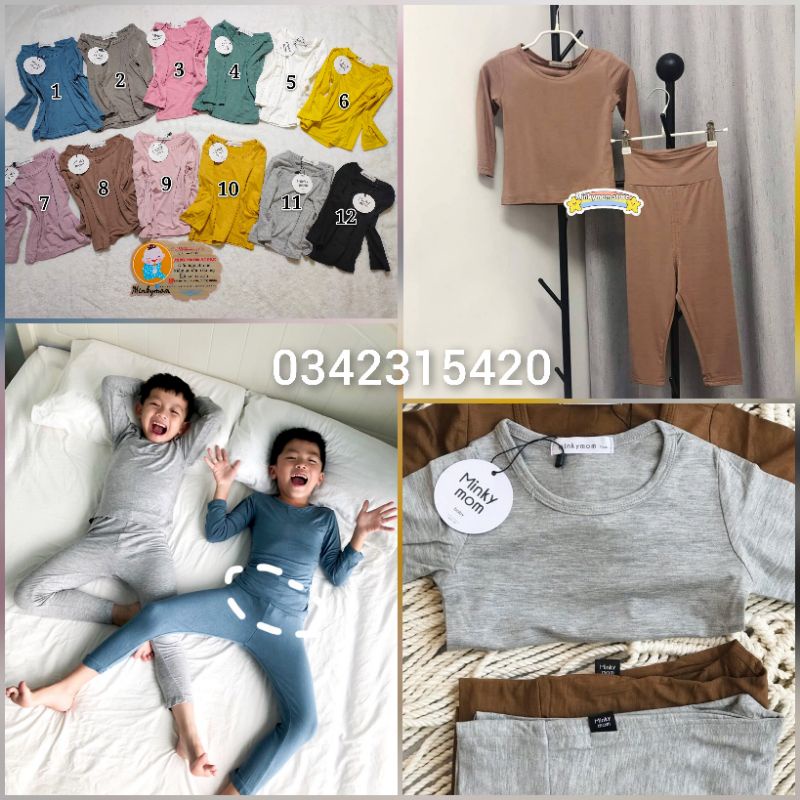 - bộ dài tay thun lạnh nằm điều hoà minkymom quảng châu