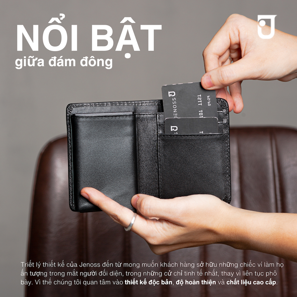 Ví Thông Minh Vincenzo & Box Đựng Thẻ Tự Động, Da Nam Cao Cấp Gập Hai Mini Nhỏ Gọn Nhiều Ngăn Bóp Tiền Chính Hãng Jenoss