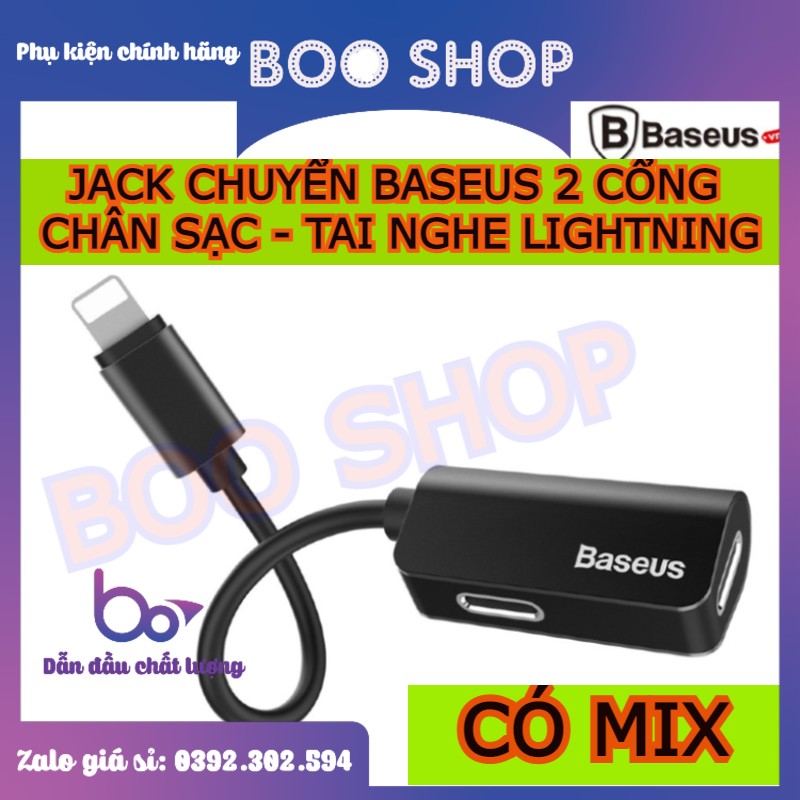 [ CHÍNH HÃNG 1 ] Jack Chuyển Đổi 2 trong 1 Baseus Cho iPhone vừa Sạc vừa nghe Cho Cổng Chia Lightning-100 ĐÁNH GIÁ 5 SAO