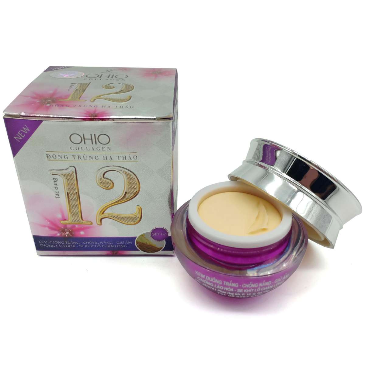 [HCM]Kem Ohio Collagen - Đông trùng hạ thảo dưỡng trắng - Chống nắng - Giữ ẩm - Chống lão hóa - Se khít lỗ chân lông 12 tác dụng 30g