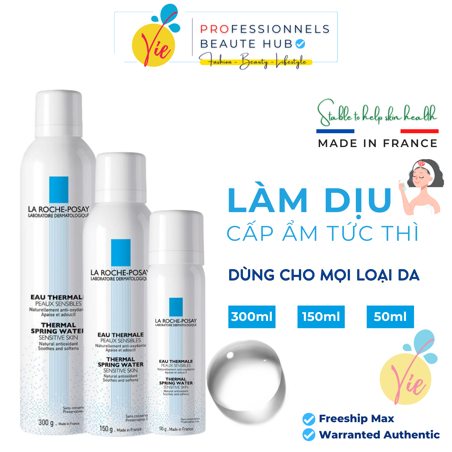 Xịt Khoáng Làm Dịu Da, Hỗ Trợ Giảm Kích Ứng La Roche-Posay Thermal Spring Water Sensitive Skin