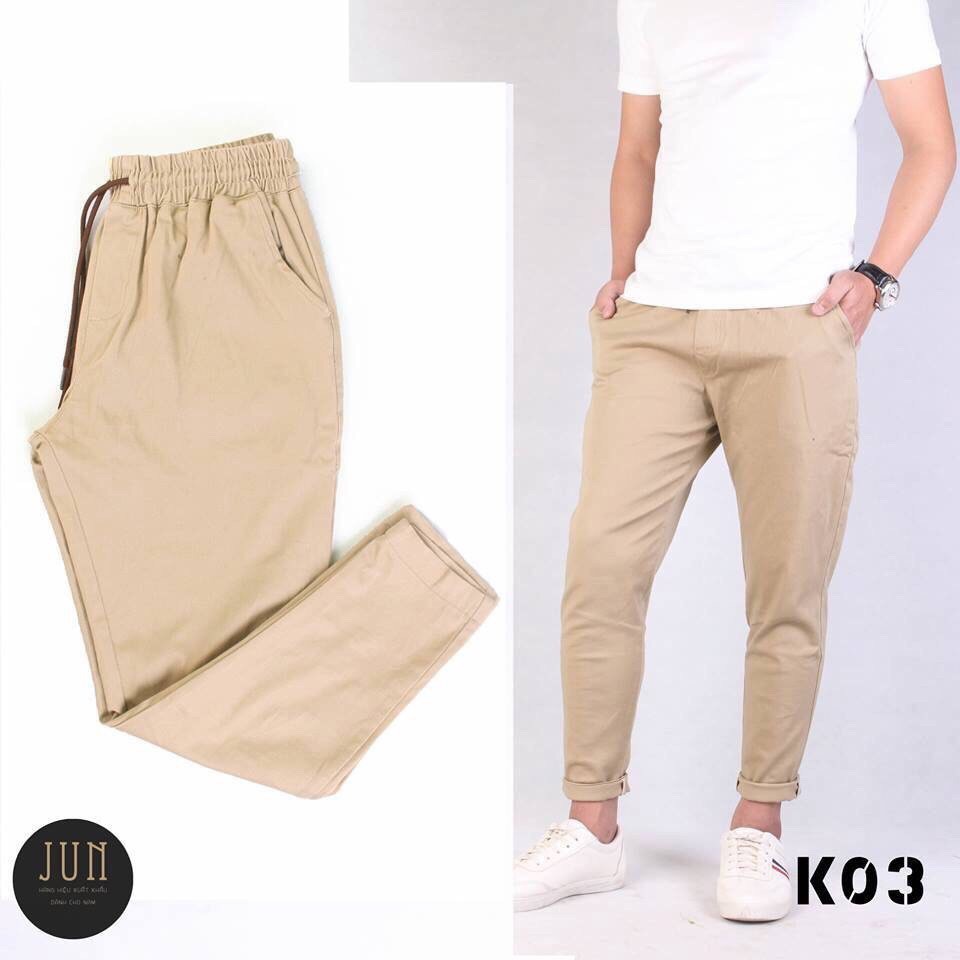 Quần kaki lưng chun ống côn co giản hình thật