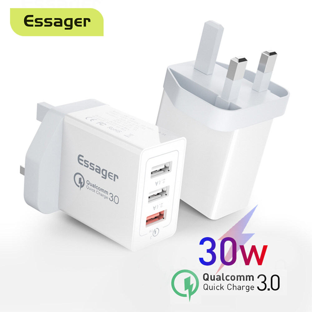 Essager Sạc nhanh 3.0 Sạc USB 30W QC3.0 QC Turbo Sạc nhanh Multi Plug Sạc điện thoại di động  Tương 