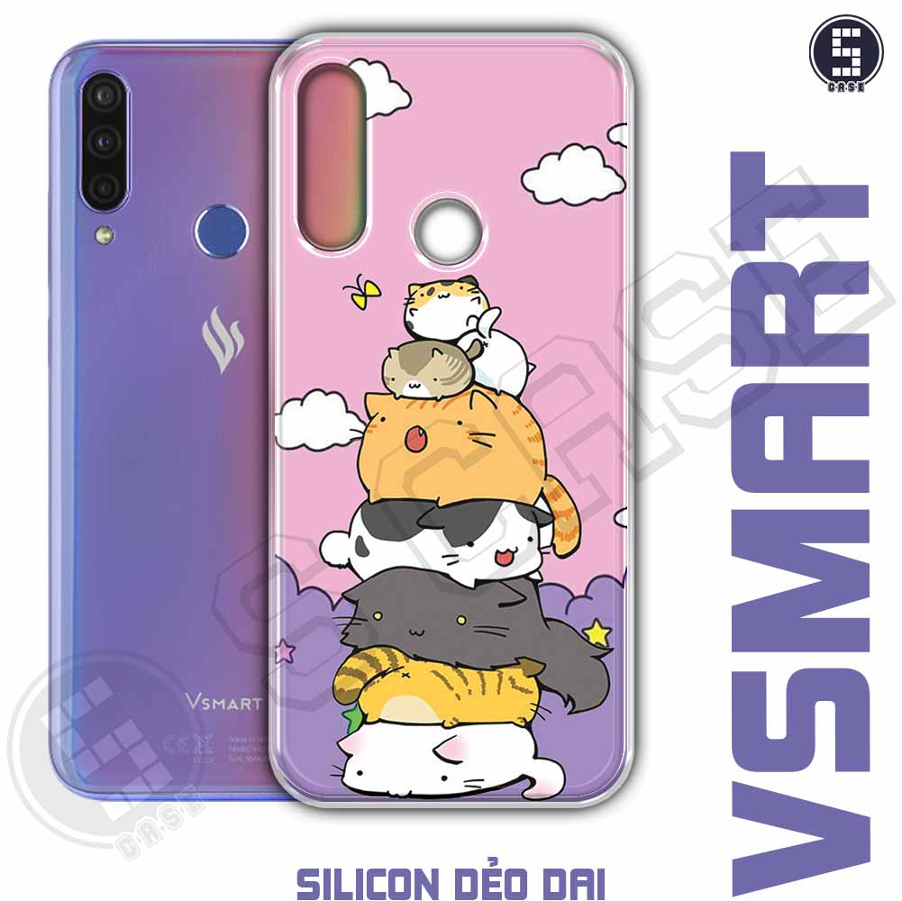 Ốp cho Vsmart Joy 3, Joy 4, Live 4, Star 3, Star 4, Aris, Aris Pro, Bee 3, Live, Joy 2+, Joy 1, Joy 1+, Active 1, Active 1+ hình Cute Cat A800-017