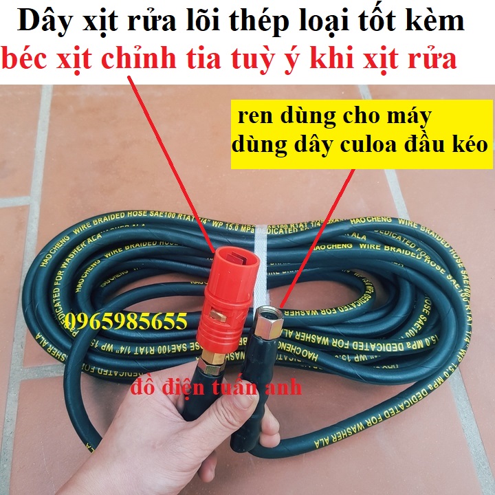 Dây xịt rửa xe lõi thép cho máy rửa xe ren 14mm kèm béc xịt chỉnh tia dây cao áp cho máy rửa xe dây xịt rửa xe áp lực cao dây rửa xe cao áp dây rửa xe áp lực cao  dây rửa xe áp lực