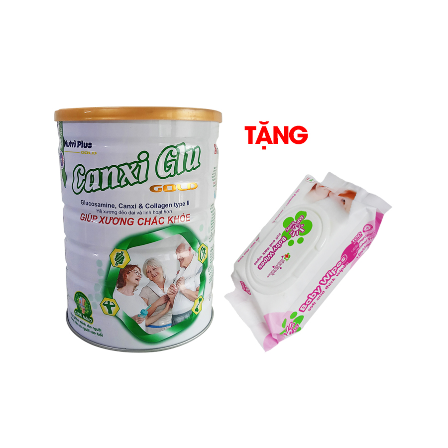 [TẶNG 1 GÓI KHĂN ƯỚT 100 TỜ SUNBABY] Sữa bột CANXI GLU dành cho người lớn tuổi, bổ sung canxi giúp xương chắc khỏe NUTRI PLUS GOLD- 900G -Không dành cho trẻ dưới 2 tuổi
