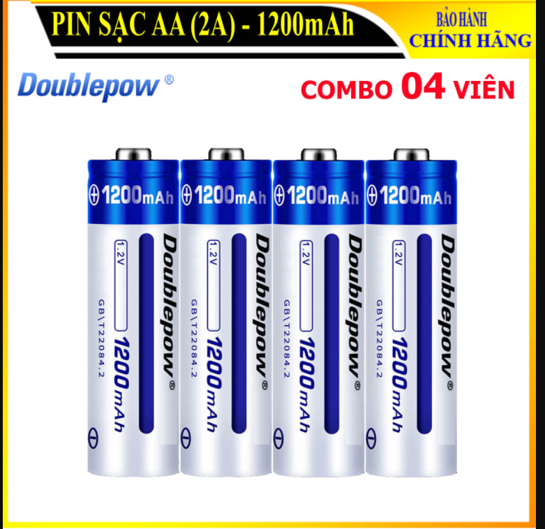 Bộ 4 viên pin tiểu sạc chuyên dùng Doublepow AA 1200mAh -Hàng nhập khẩu