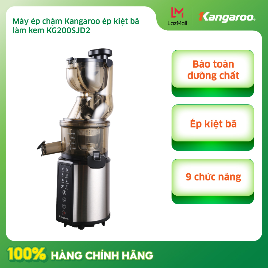 [Xả kho giá sốc]  Máy ép chậm Kangaroo lực ép lớn - kiệt bã - làm kem KG200SJD2 - Hàng chính hãng