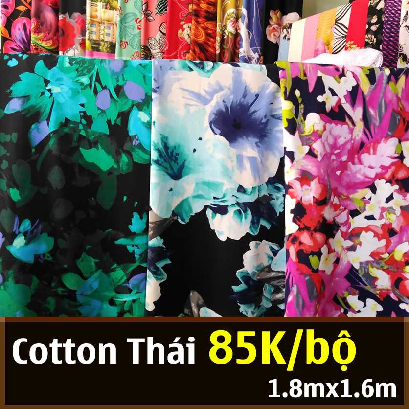 Vải thun cotton Thái bông mềm may đầm, đồ bộ siêu đẹp, siêu sang 85K/bộ (1.8m x 1.6m)