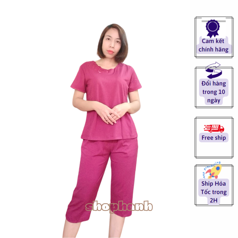 Đồ bộ mặc nhà trung niên xuân hè gia hồi