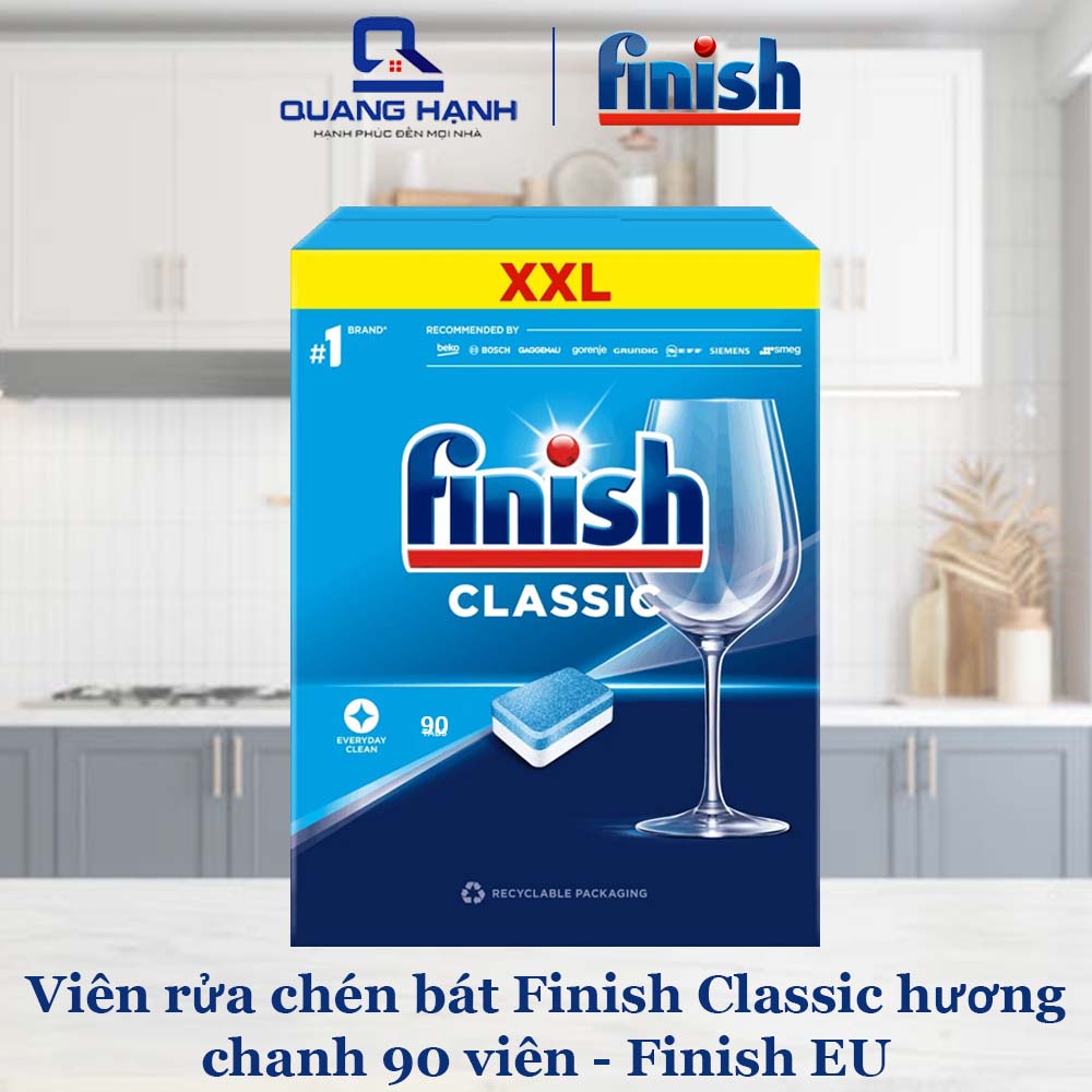 Viên rửa chén bát Finish Classic hương chanh 90 viên - Finish EU
