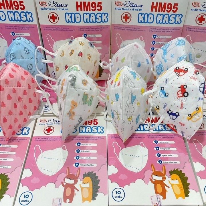 hẩu Trang Y Tế 5 Lớp N95 cho Bé Trai, Bé Gái Từ 2-10 tuổi, ( 10 cái /1 hộp) Khẩu Trang Hoạ Tiết Ngộ Nghĩnh Quai Đeo Tai Mềm Mại Không Gây Đau,,,