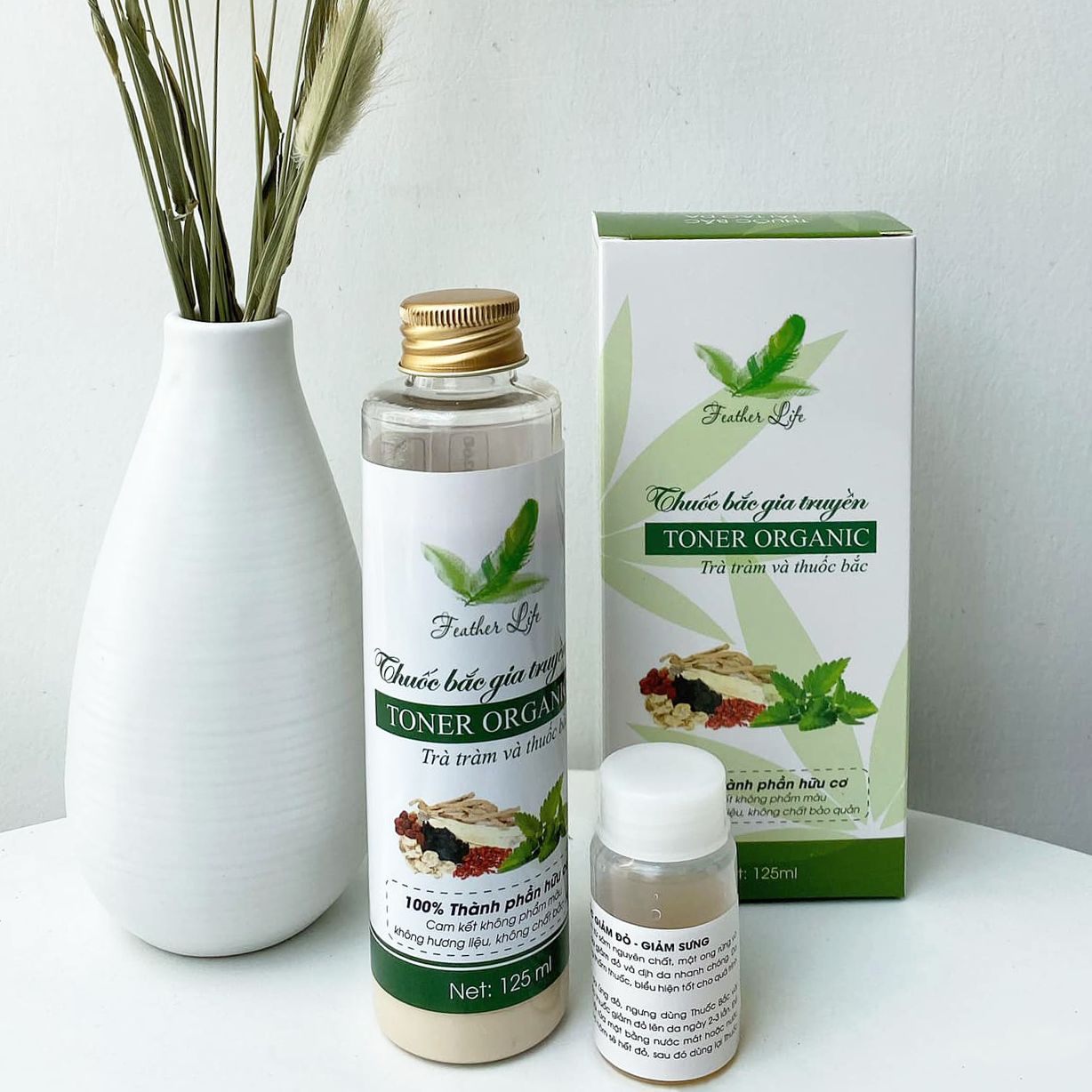 Thuoc bac tái tạo da sạch mụn FEATHER LIFE 2024 HOÀN TIỀN NẾU KHÔNG HẾT MỤN 125ML tặng kèm lọ giảm đỏ