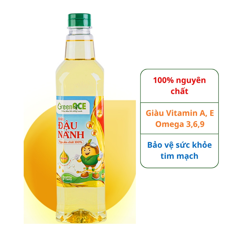Dầu Đậu Nành GreenACE 1L 100% chiết xuất từ đậu nành giàu Omega 3_6_9