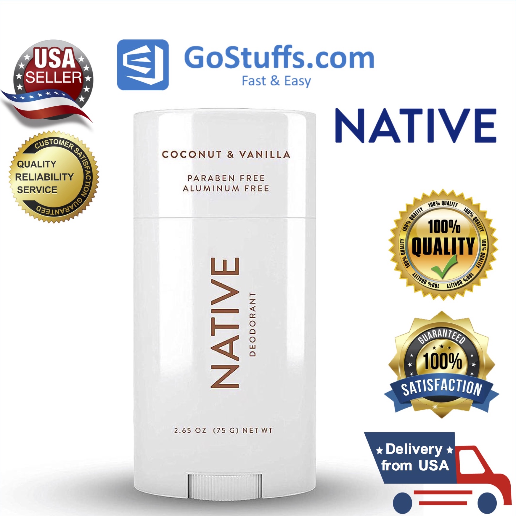 [Hàng Mỹ] Native Deodorant Lăn khử mùi tự nhiên 75g cho phụ nữ và nam giới