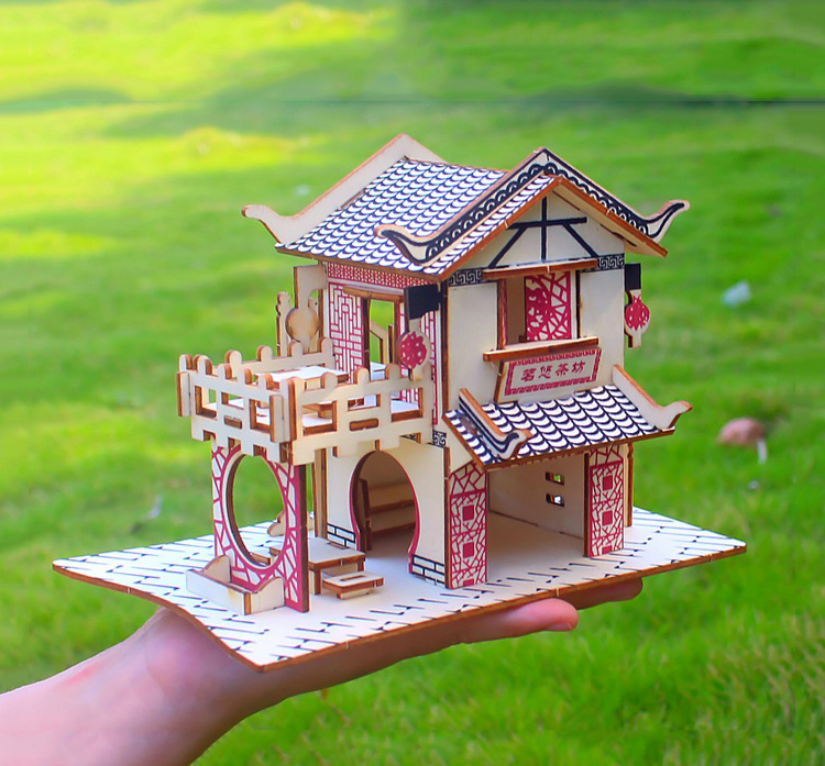 Đồ chơi lắp ráp gỗ 3D Mô hình Tea House Laser