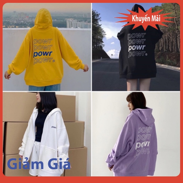 Áo Khoác Hoodie Unisex Nam Nữ Form Rộng POWR Chất Nỉ Dày Dặn Cao Cấp Mũ 2 Lớp Khóa Kéo Có Video Ảnh Thật Shop Chụp Trùm Mông Dấu Quần Học Sinh Giá Rẻ Mùa Đông Họa Tiết Cute Dễ Thương Cá Tính